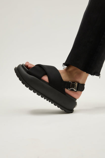 Blair | Black Shirt Sandals
