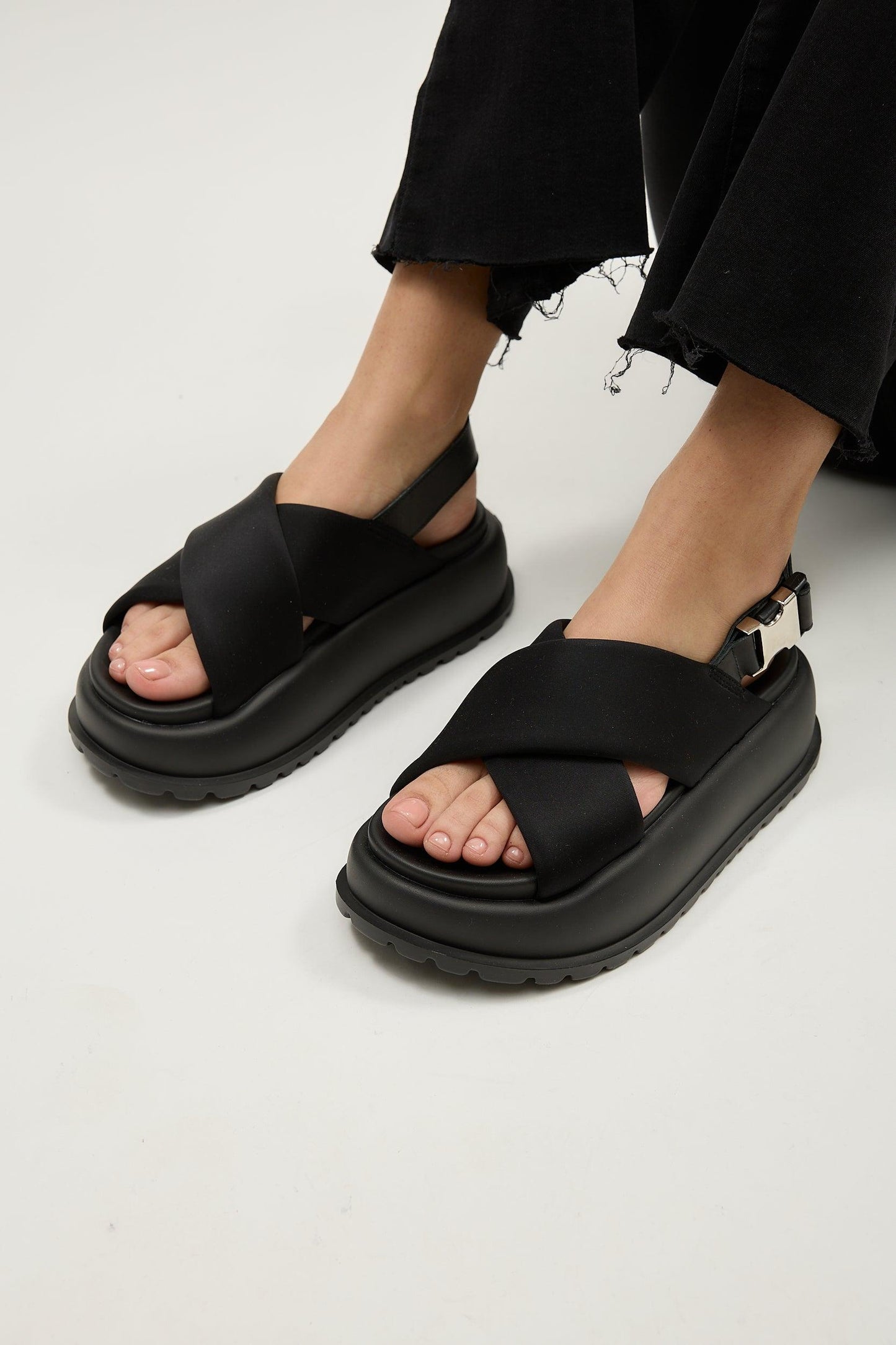Blair | Black Shirt Sandals