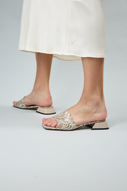 Blair | Snake Beige Top Sandals