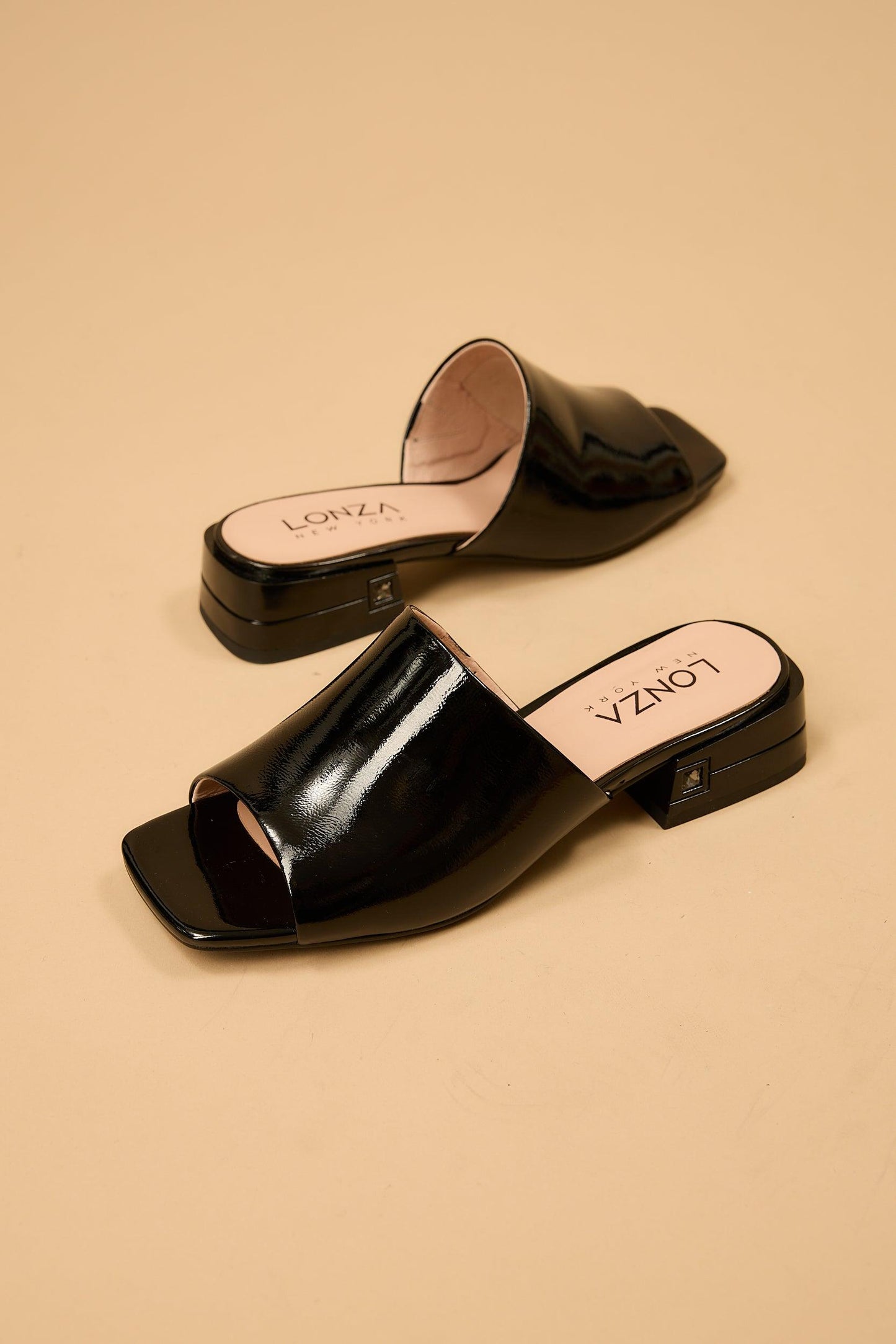 Blair | Black Glance Sandal Flats