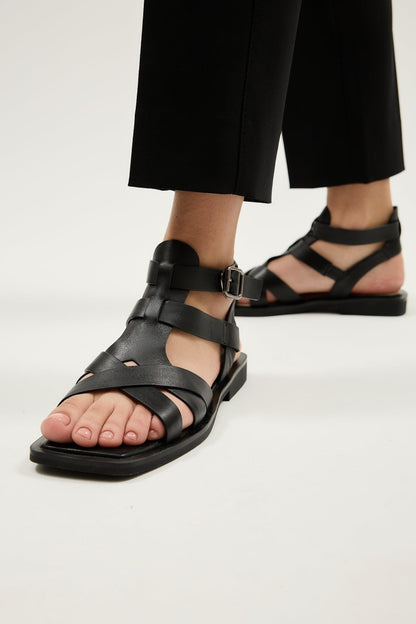 Blair | Black Sandal Flats