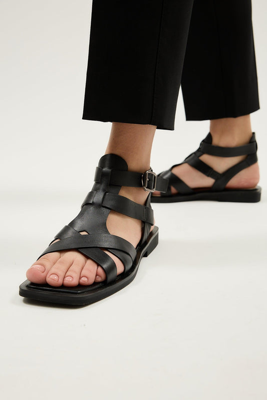 Blair | Black Sandal Flats