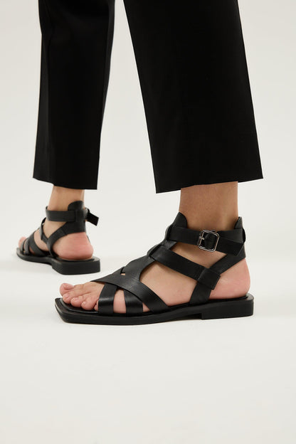 Blair | Black Sandal Flats