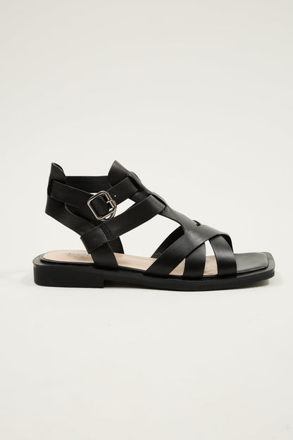 Blair | Black Sandal Flats