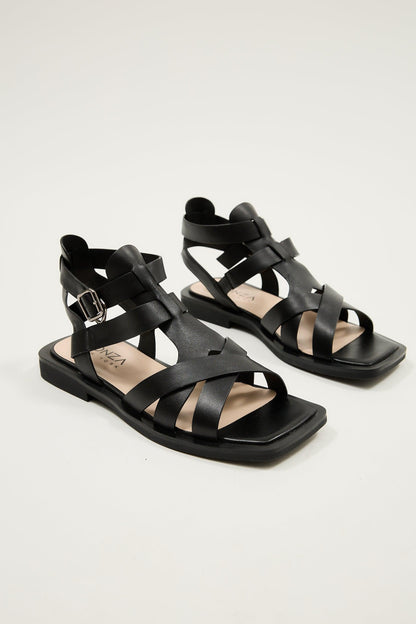 Blair | Black Sandal Flats