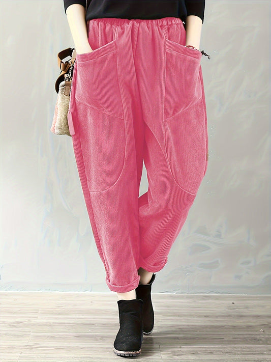 Loose-fit women's corduroy pants | With pockets