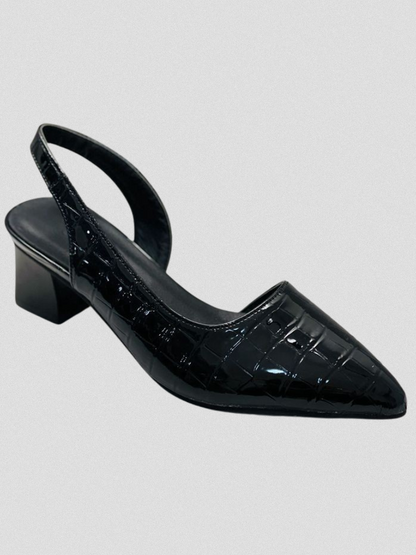 MAE CROC-EFFECT SLINGBACK HEELS