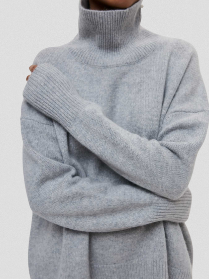 ELENA HIGH-COLLAR KNIT SWEATER