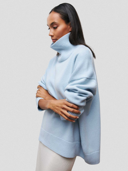ELENA HIGH-COLLAR KNIT SWEATER