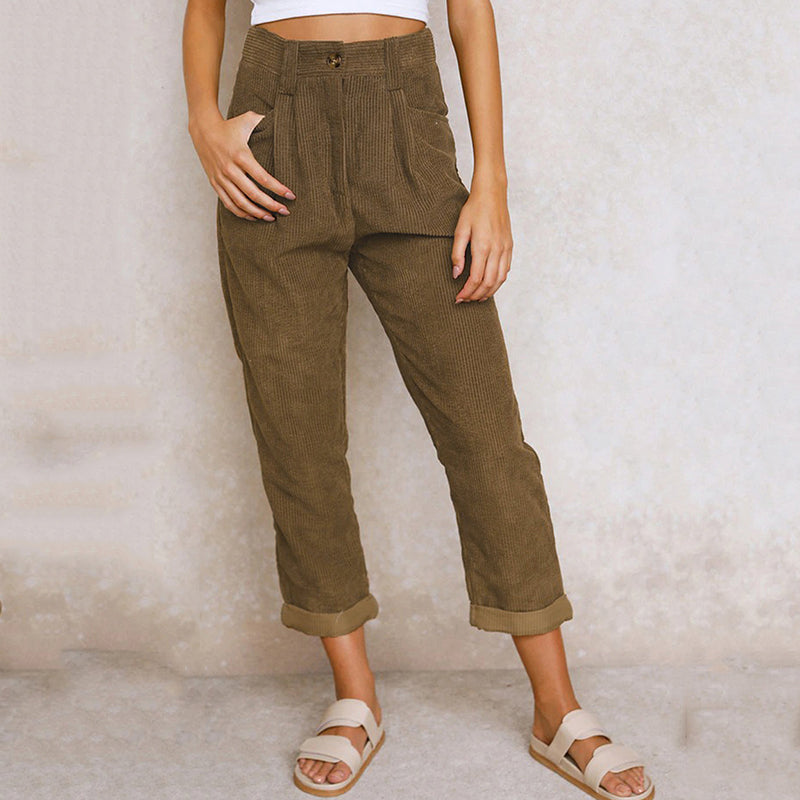 Women's Stylish Corduroy Pants | High Waist