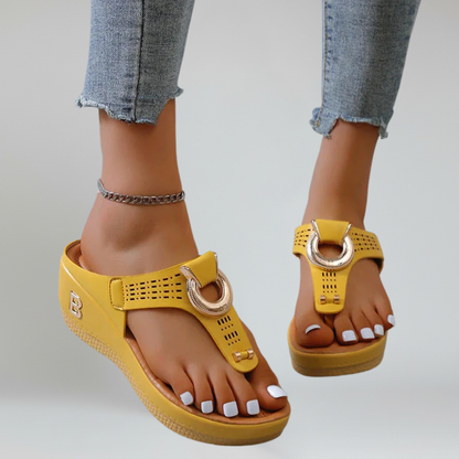 Blair | Platform Sandals - Toe Post & Metallic Ring - Everyday Comfort