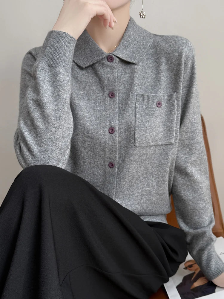 Polo Cardigan, Merino Wool