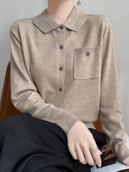 Polo Cardigan, Merino Wool