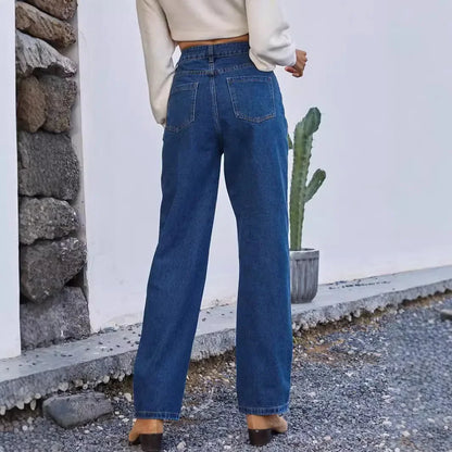Casual mom jeans for women | Dark blue