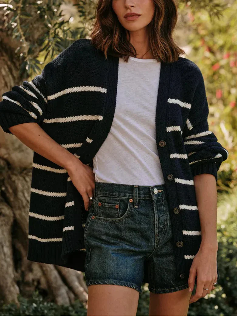 Organic Striped Cardigan