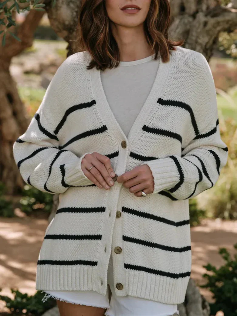 Organic Striped Cardigan