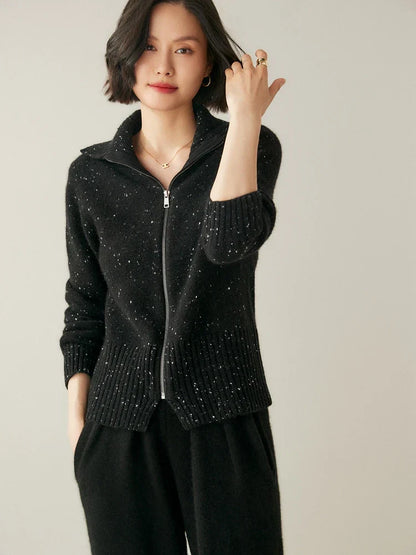 Cashmere Zip Cardigan