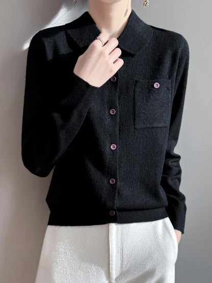 Polo Cardigan, Merino Wool