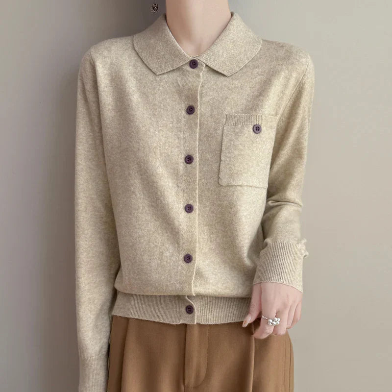 Polo Cardigan, Merino Wool