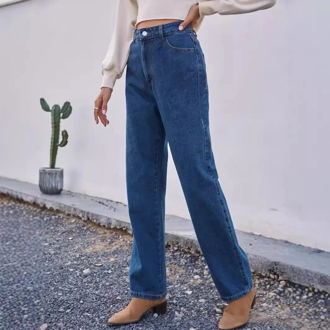 Casual mom jeans for women | Dark blue