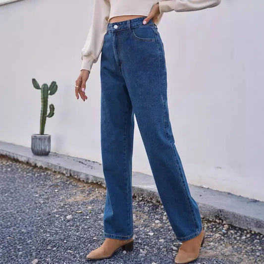 Casual mom jeans for women | Dark blue