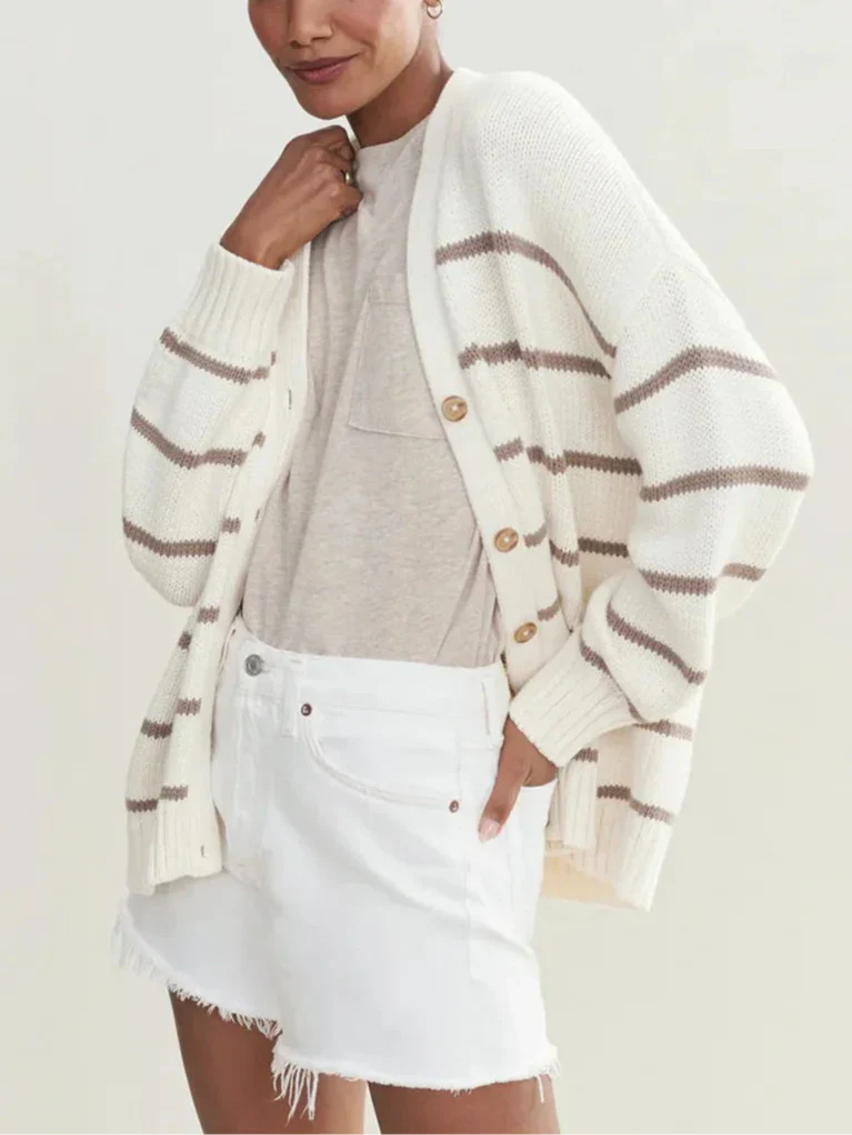Organic Striped Cardigan