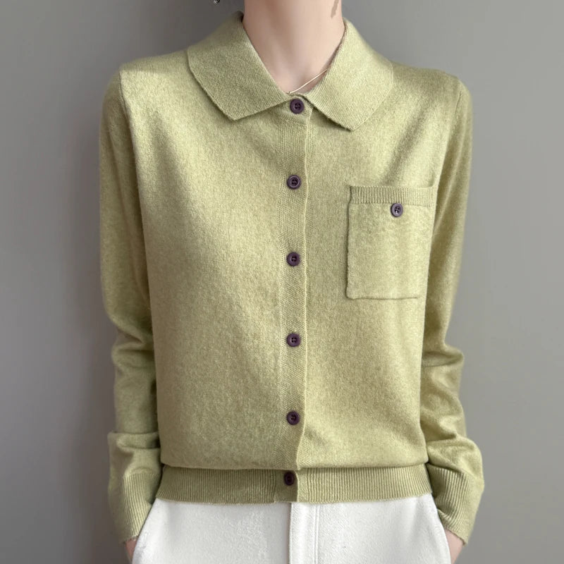 Polo Cardigan, Merino Wool