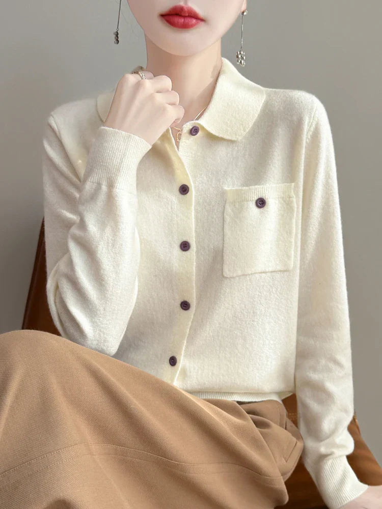 Polo Cardigan, Merino Wool