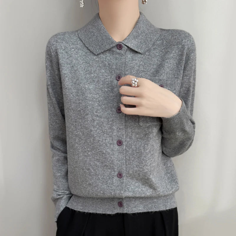 Polo Cardigan, Merino Wool