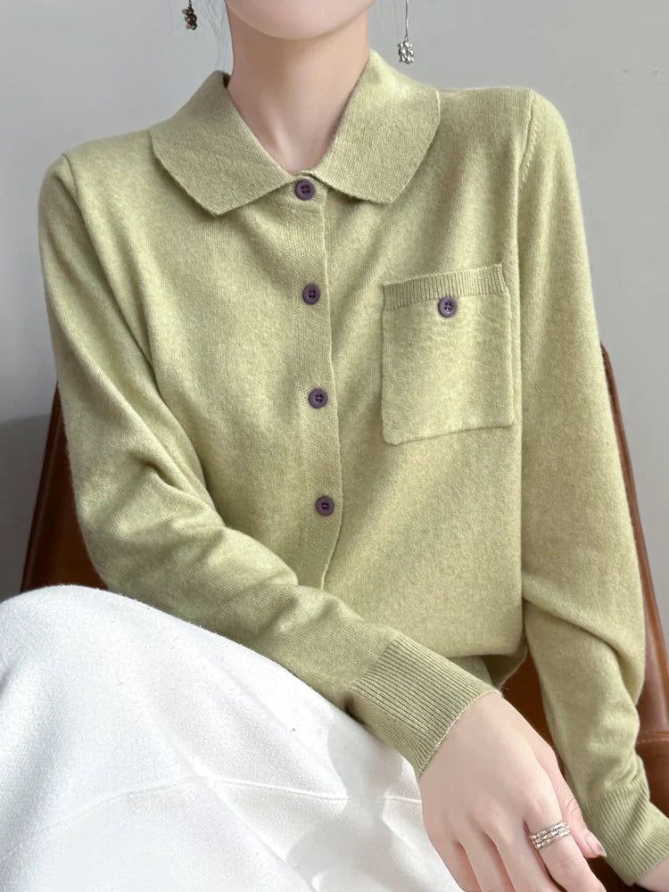 Polo Cardigan, Merino Wool