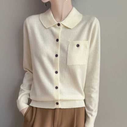Polo Cardigan, Merino Wool