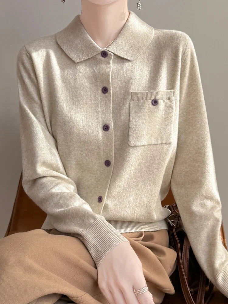 Polo Cardigan, Merino Wool
