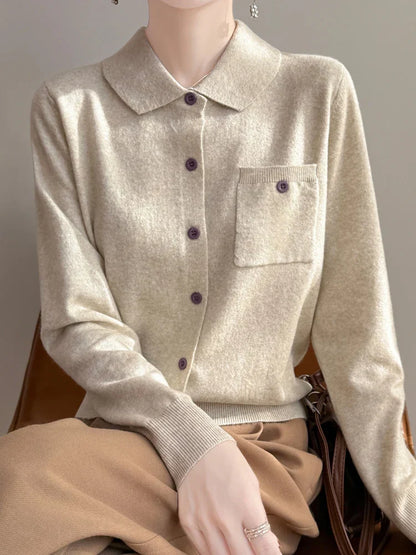 Polo Cardigan, Merino Wool