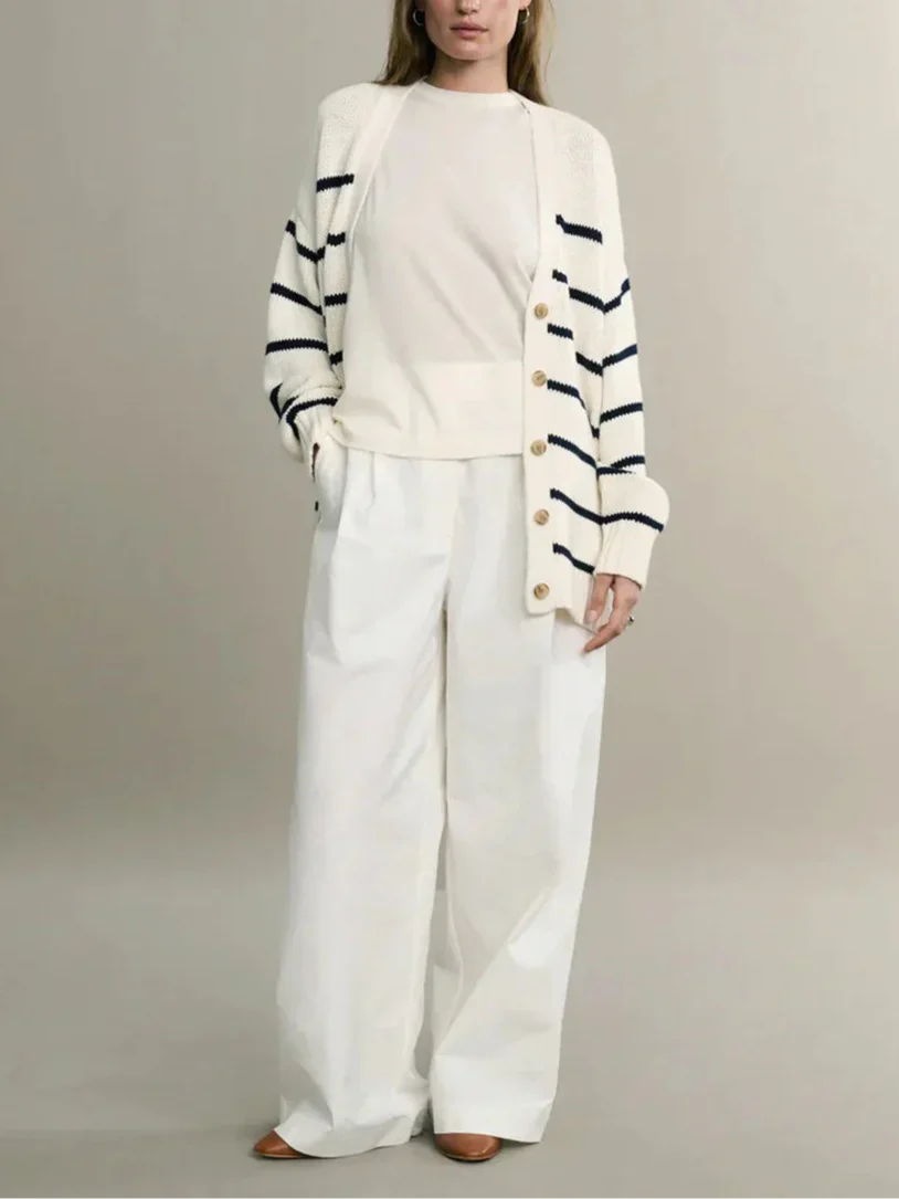 Organic Striped Cardigan
