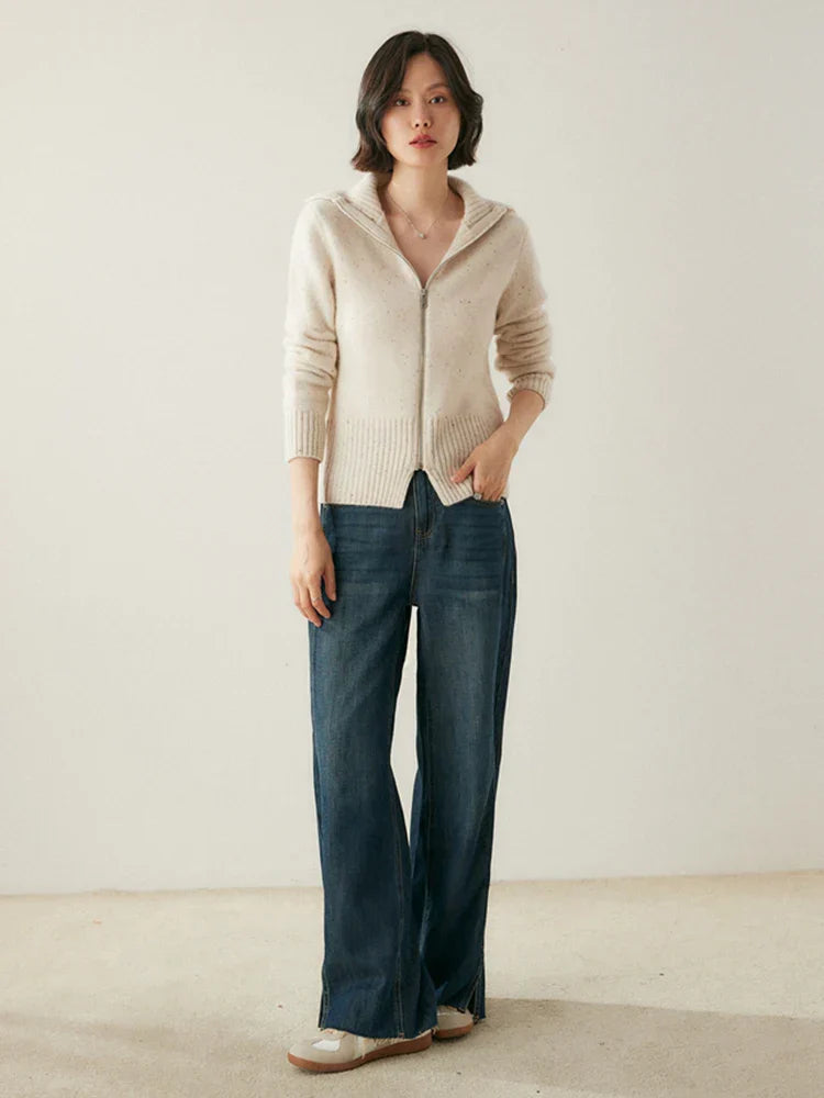 Cashmere Zip Cardigan