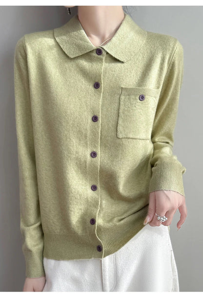 Polo Cardigan, Merino Wool