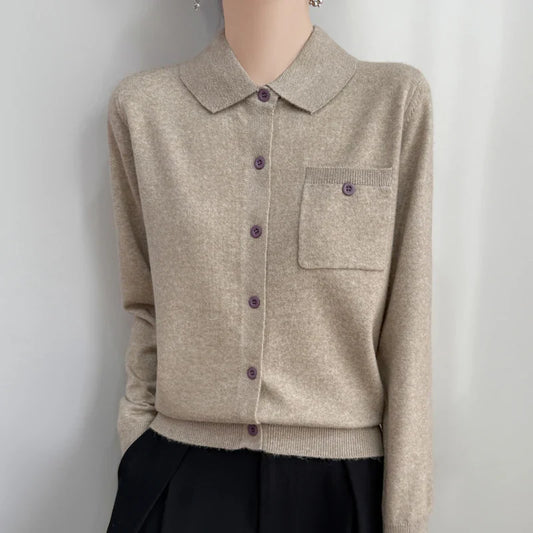 Polo Cardigan, Merino Wool