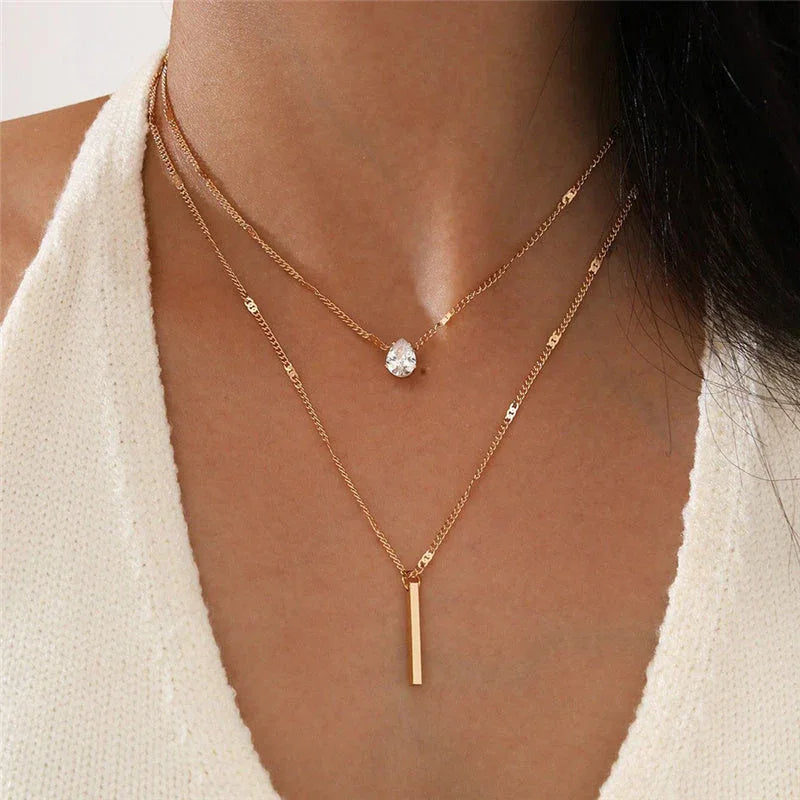 Vintage Necklace Set with Gold Pendant