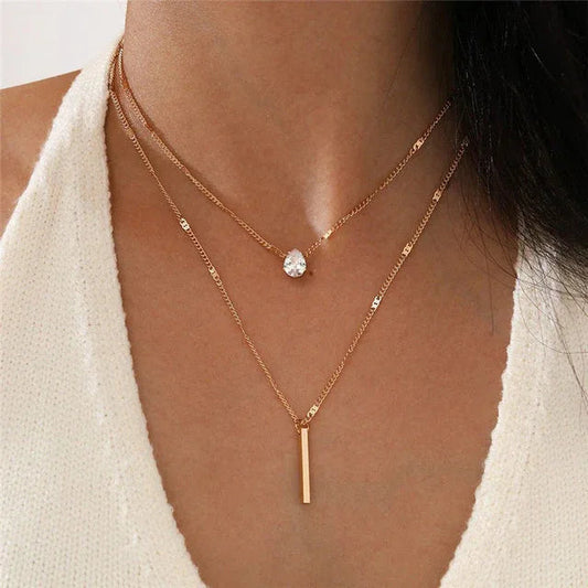 Vintage Necklace Set with Gold Pendant
