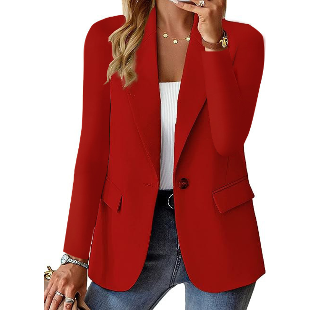 Casual women's blazer with lapel collar | Printed