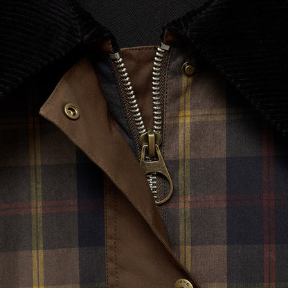 Warm Checked Jacket for Women with Soft Faux Fur Collar