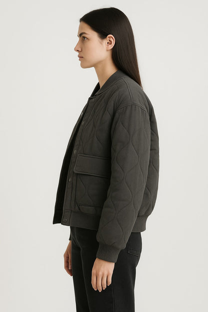 Oversized Women's Bomber Jacket – Transitional Jacket with Zipper
