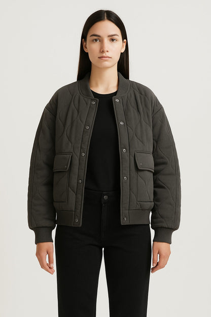 Oversized Women's Bomber Jacket – Transitional Jacket with Zipper