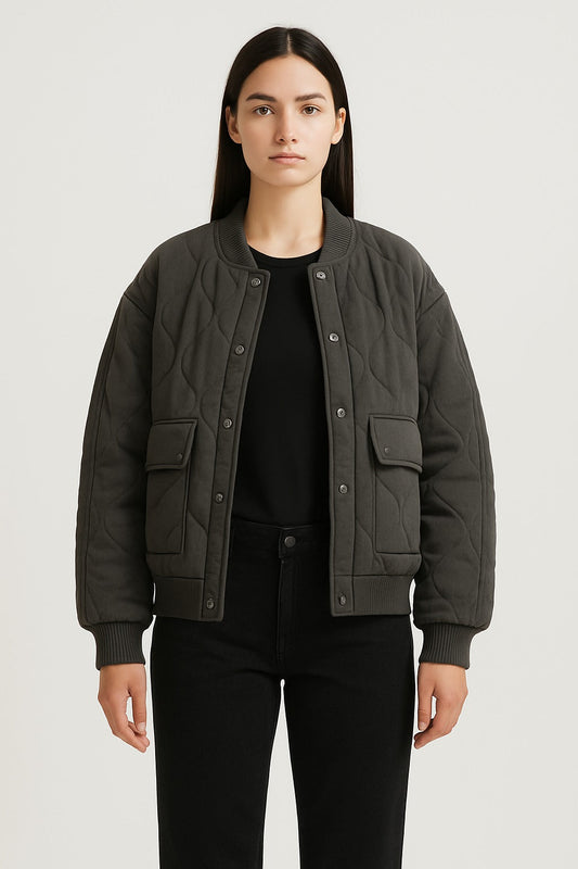Oversized Women's Bomber Jacket – Transitional Jacket with Zipper