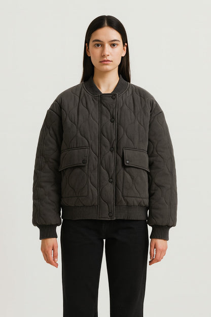 Oversized Women's Bomber Jacket – Transitional Jacket with Zipper