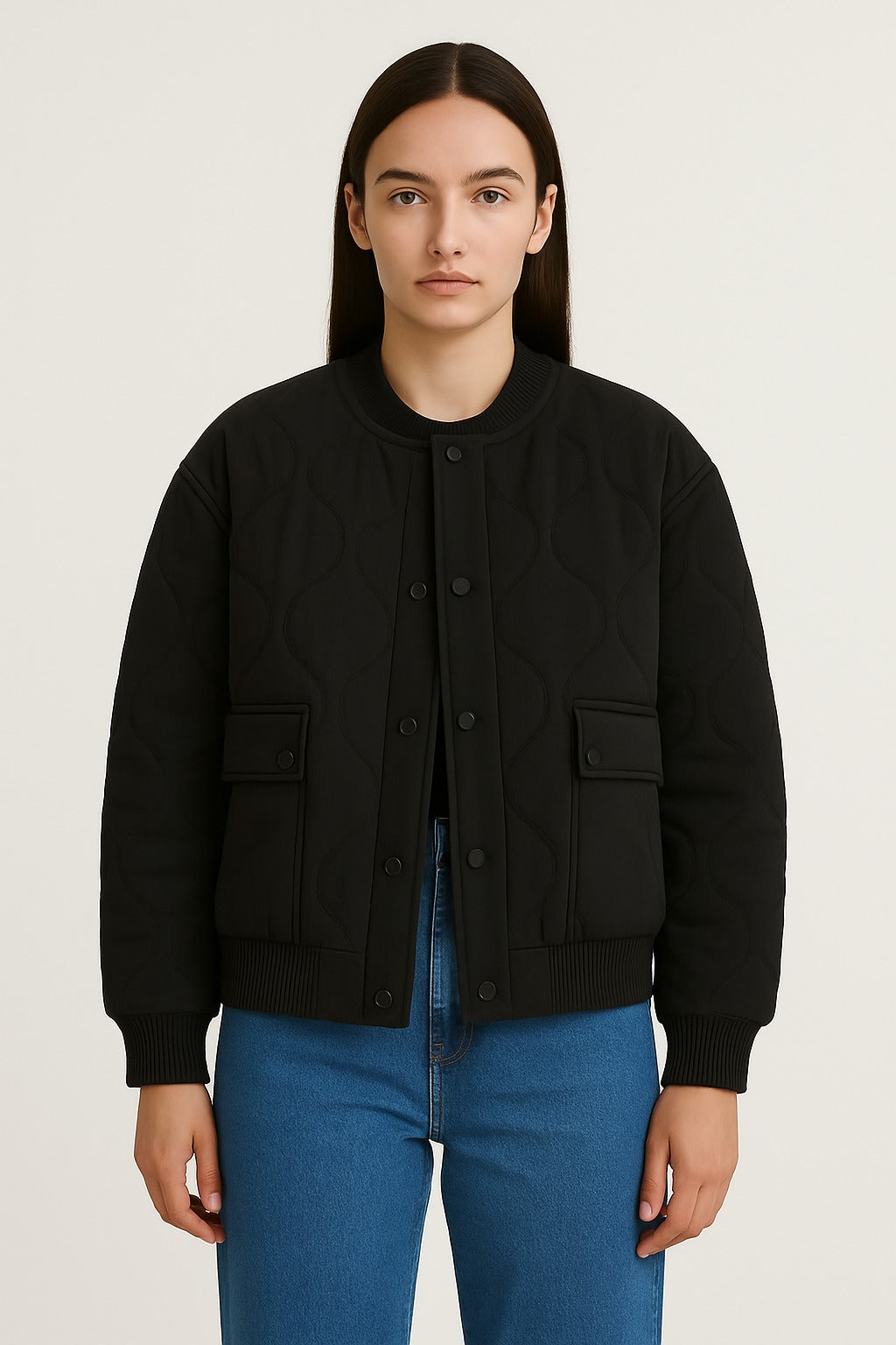 Oversized Women's Bomber Jacket – Transitional Jacket with Zipper