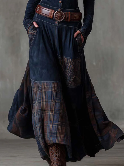 Charlotte | Suede Plaid Maxi Dress