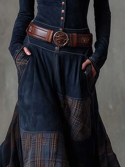 Charlotte | Suede Plaid Maxi Dress