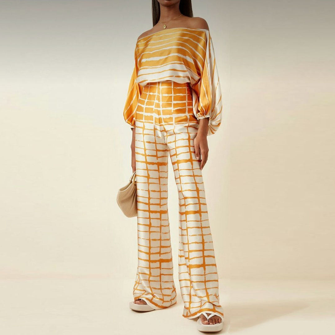 Women's One-Shoulder Printed Two-Piece Set | Stylish
