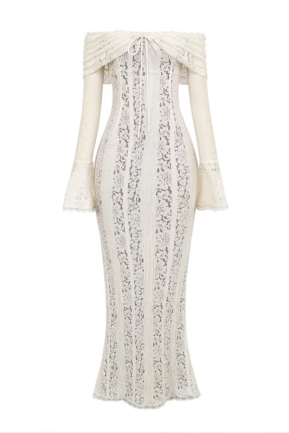 Georgette Lace Maxi- Ivory